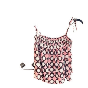 Loft Women’s cream and pink halter top, size XSP NWT